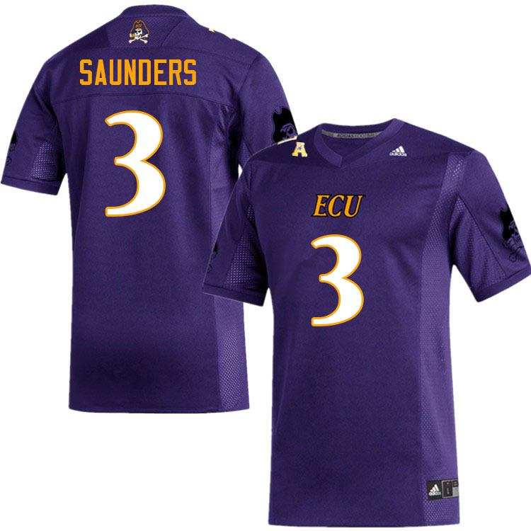 Men #3 Tyree Saunders ECU Pirates College Football Jerseys Sale-Purple - Click Image to Close